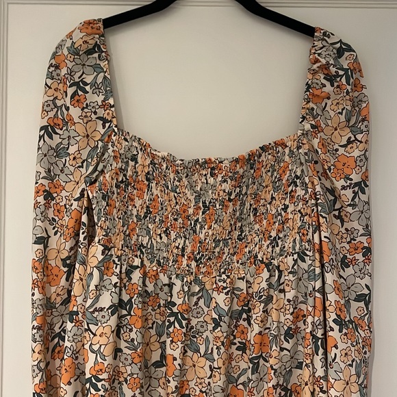CUPSHE Orange & Blue Floral Long Sleeve Dress - Picture 2 of 3